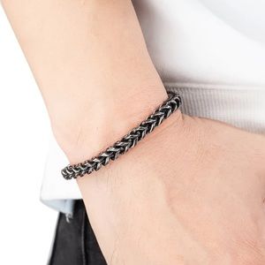 Men Bracelet Vintage Chain Link Handmade Punk Rock Stainless Steel